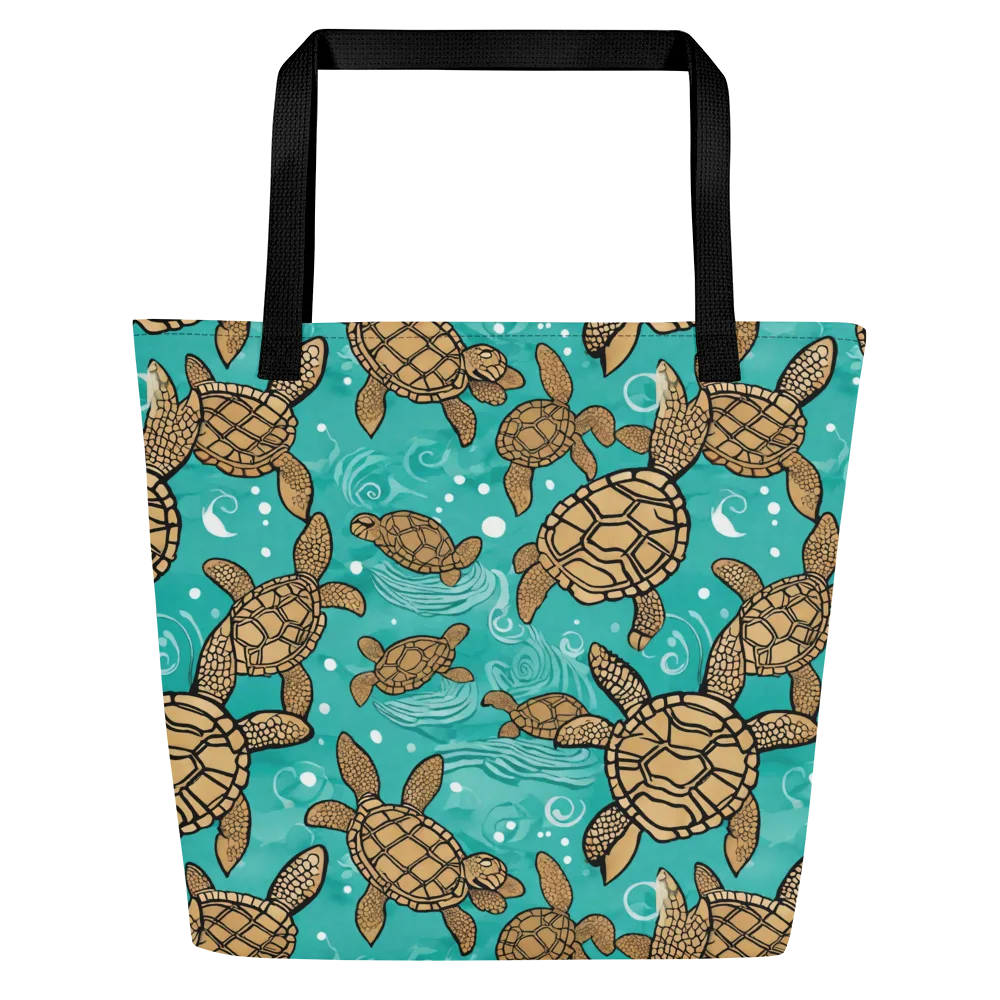 Turtle Tide on Large Tote Bag W/ Pocket — Front