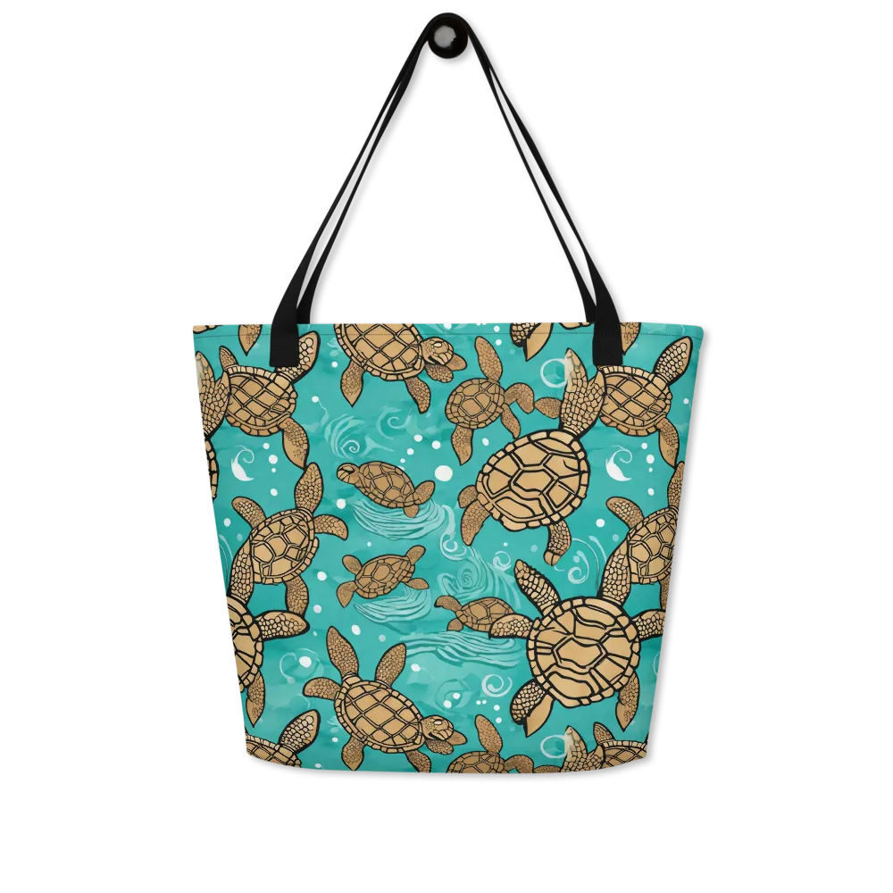 Turtle Tide on Large Tote Bag W/ Pocket — Front