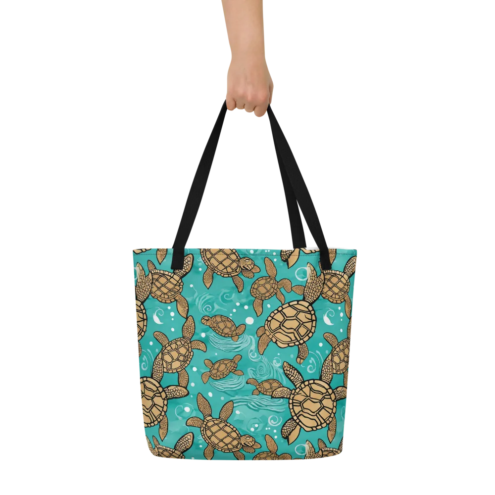 Turtle Tide on Large Tote Bag W/ Pocket — Front