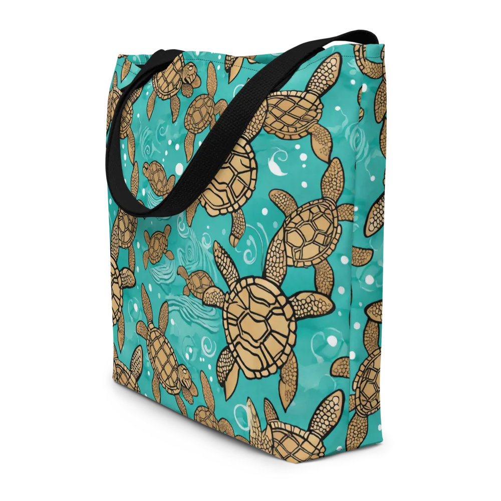 Turtle Tide on Large Tote Bag W/ Pocket — Front