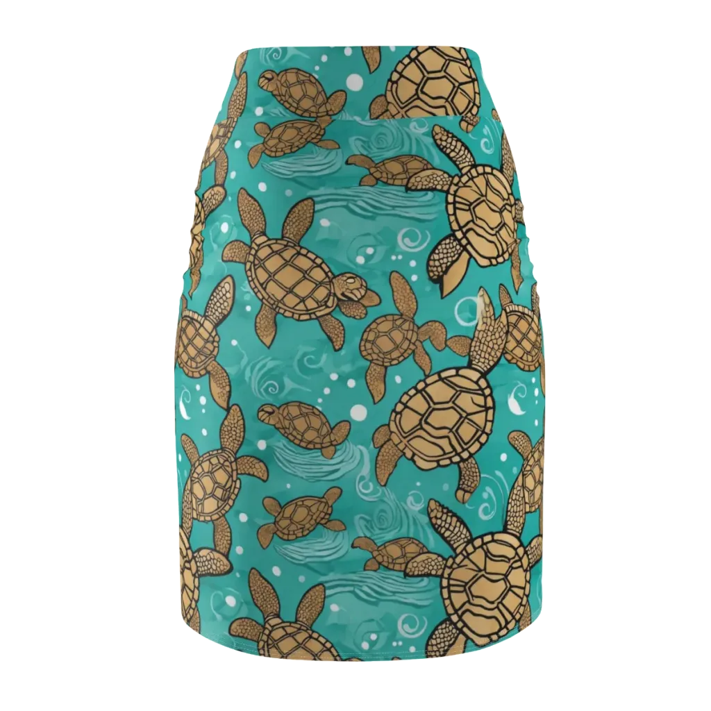 Turtle Tide on Pencil Skirt — Back