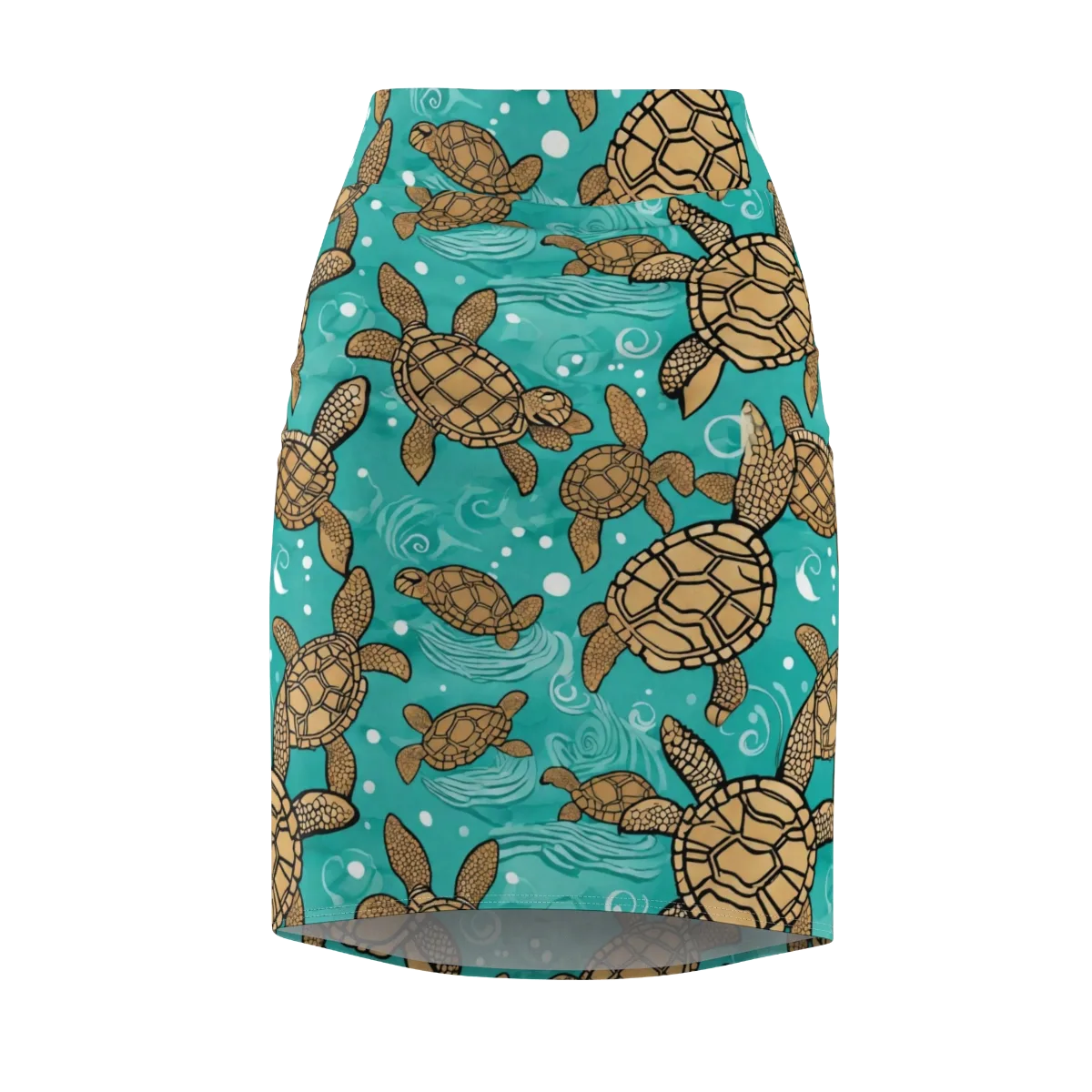 Turtle Tide on Pencil Skirt — Front
