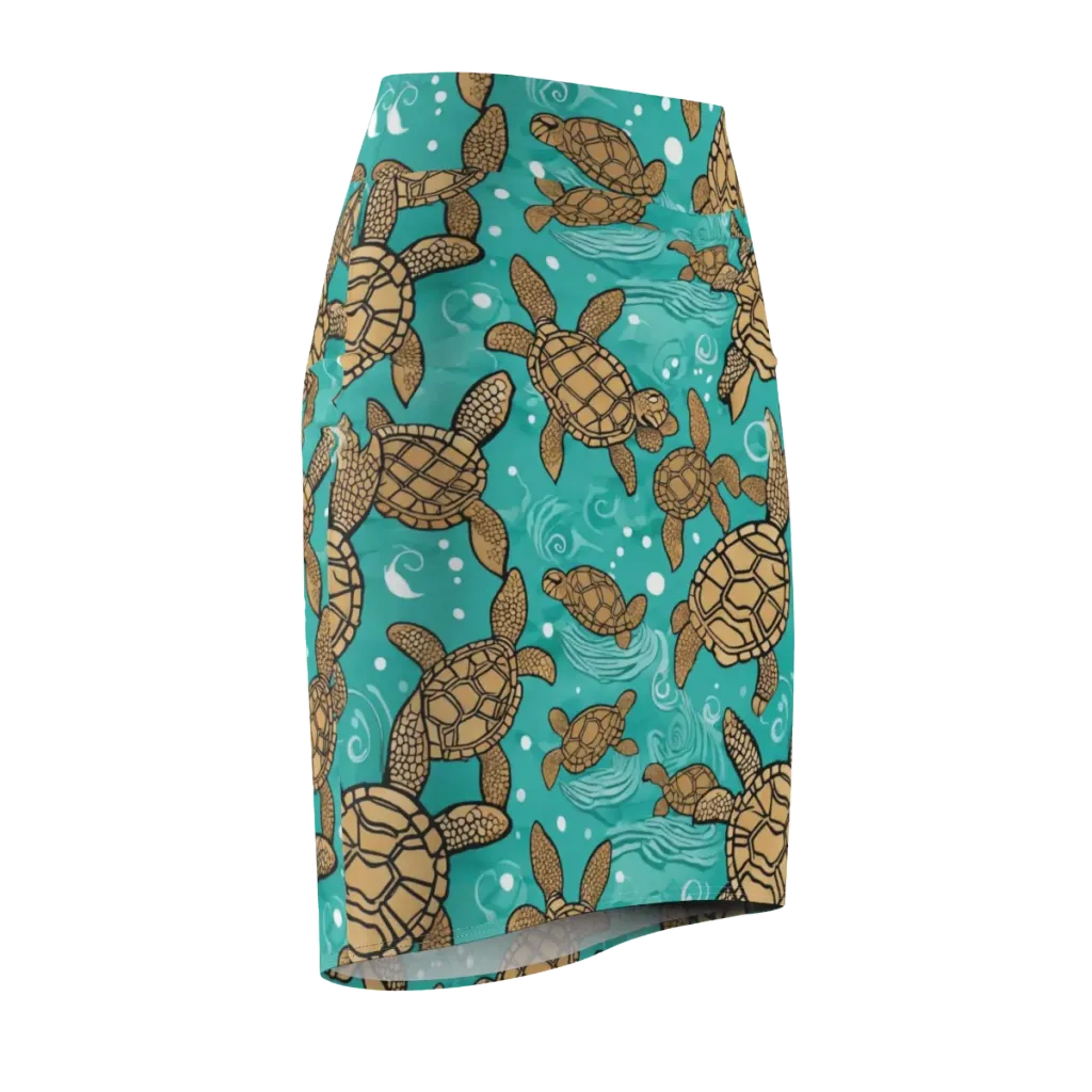 Turtle Tide on Pencil Skirt — Front Side