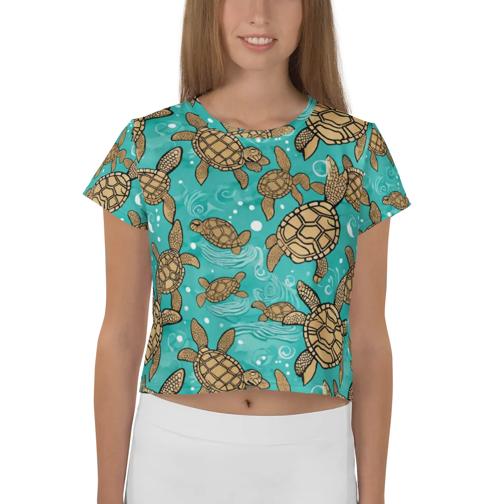 Turtle Tide on Crop Tee — Front