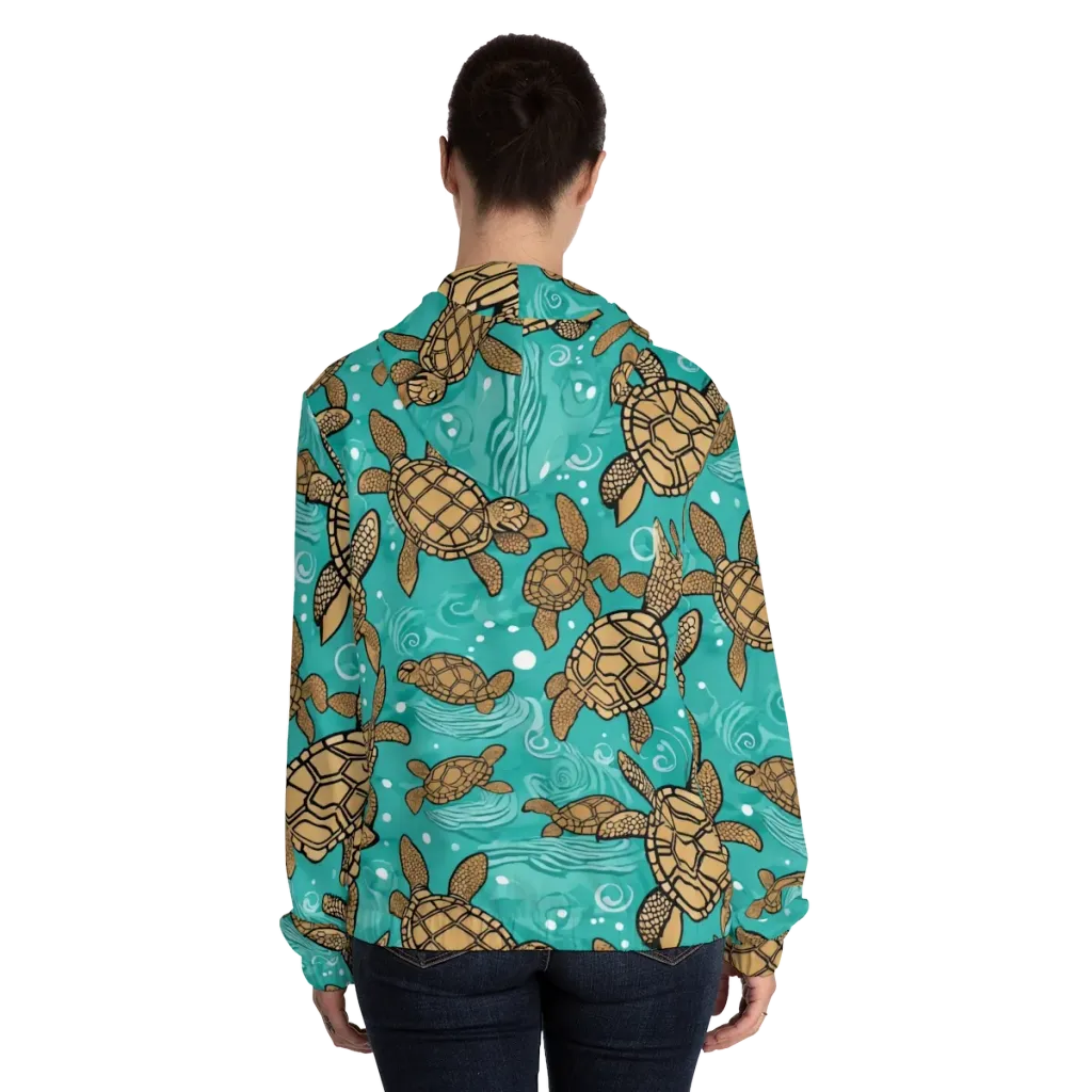 Turtle Tide on Women's Full-Zip Hoodie — Back On Person
