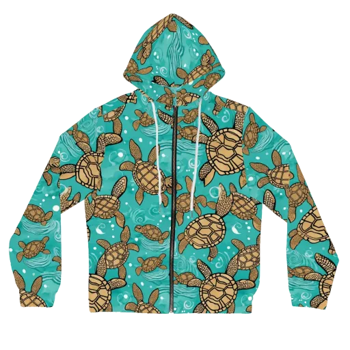 Turtle Tide on a Women's Full-Zip Hoodie