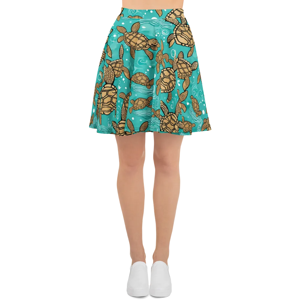 Turtle Tide on Skater Skirt — Front