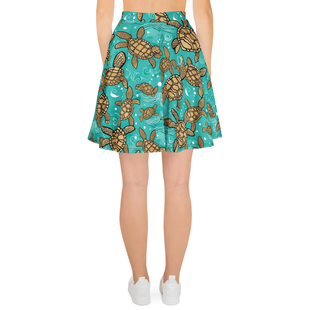 Turtle Tide on Skater Skirt — Back