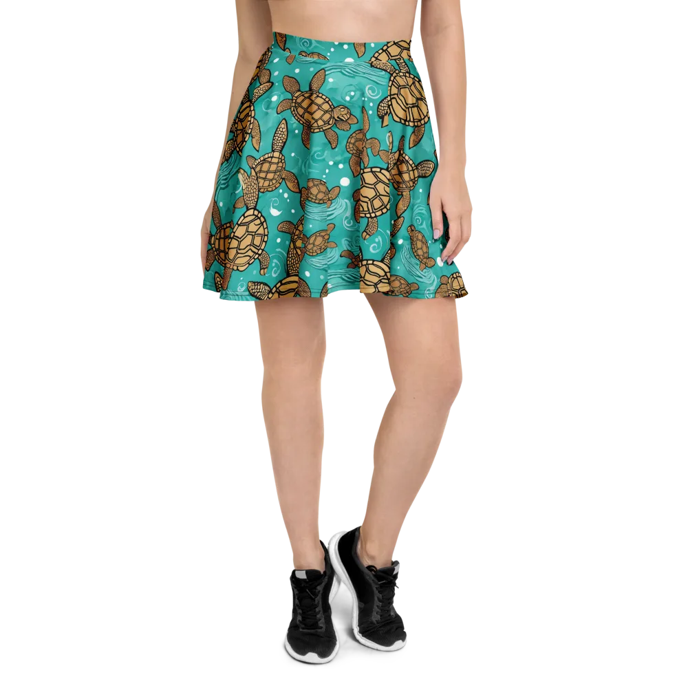 Turtle Tide on Skater Skirt — Front
