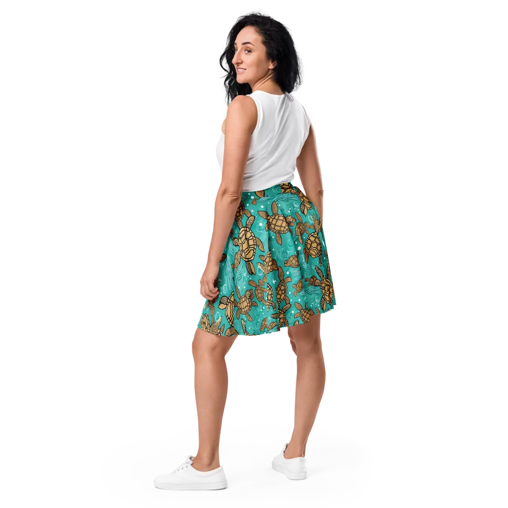 Turtle Tide on Skater Skirt — Back