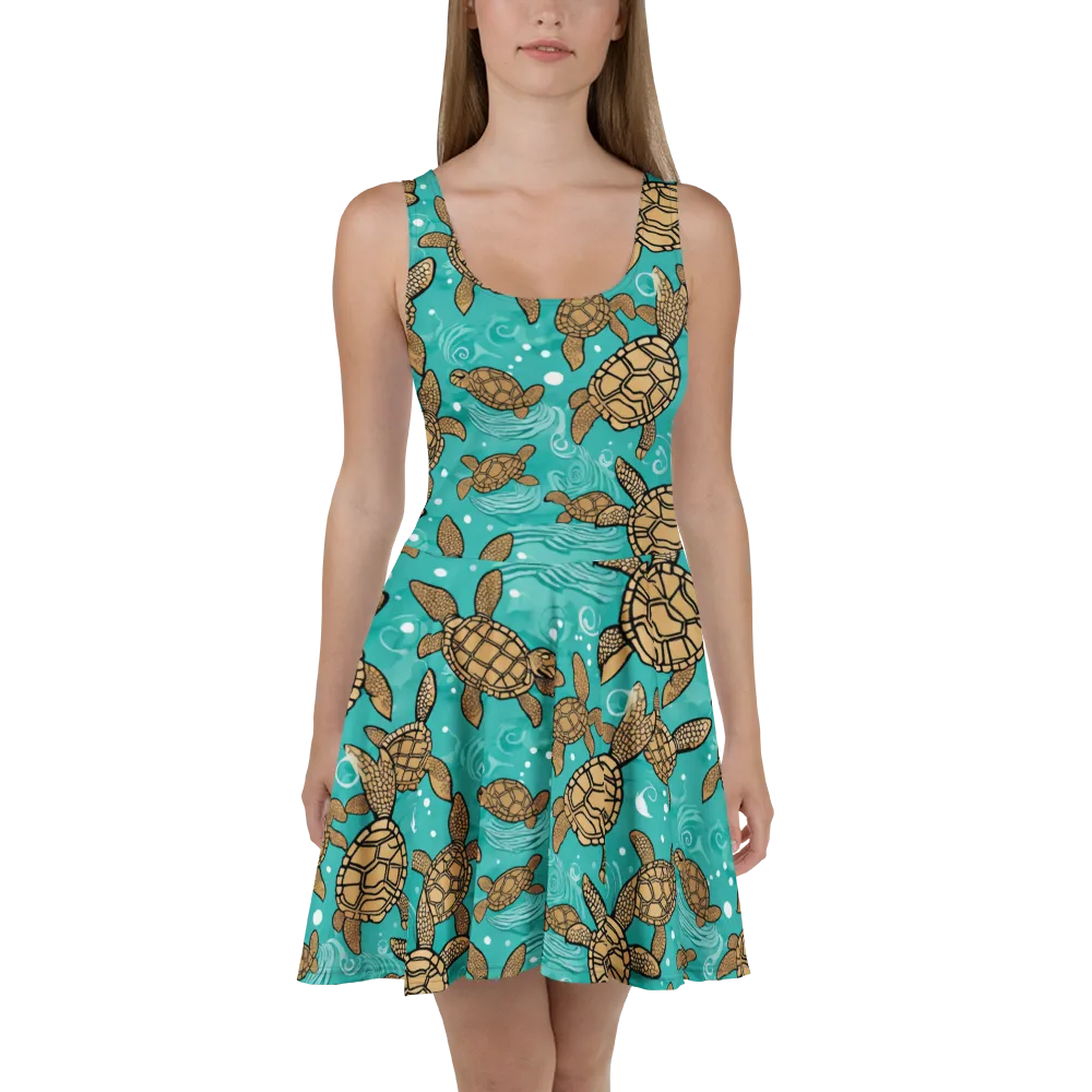 Turtle Tide on Skater Dress — Front