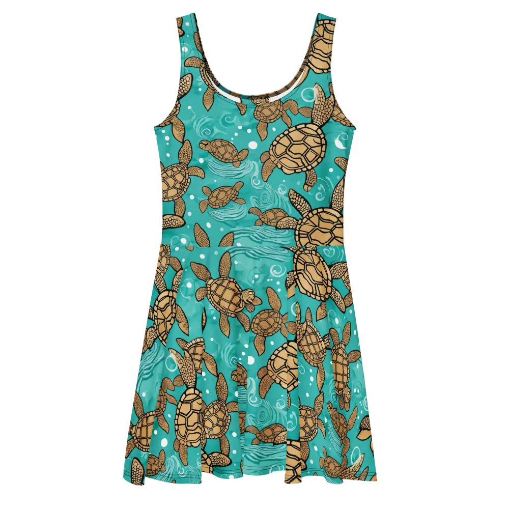 Turtle Tide on Skater Dress — Front