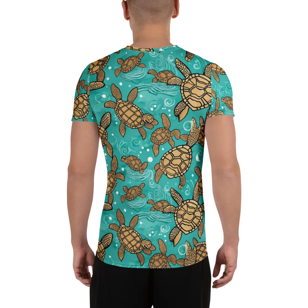 Turtle Tide on Men's Athletic T-Shirt — Back