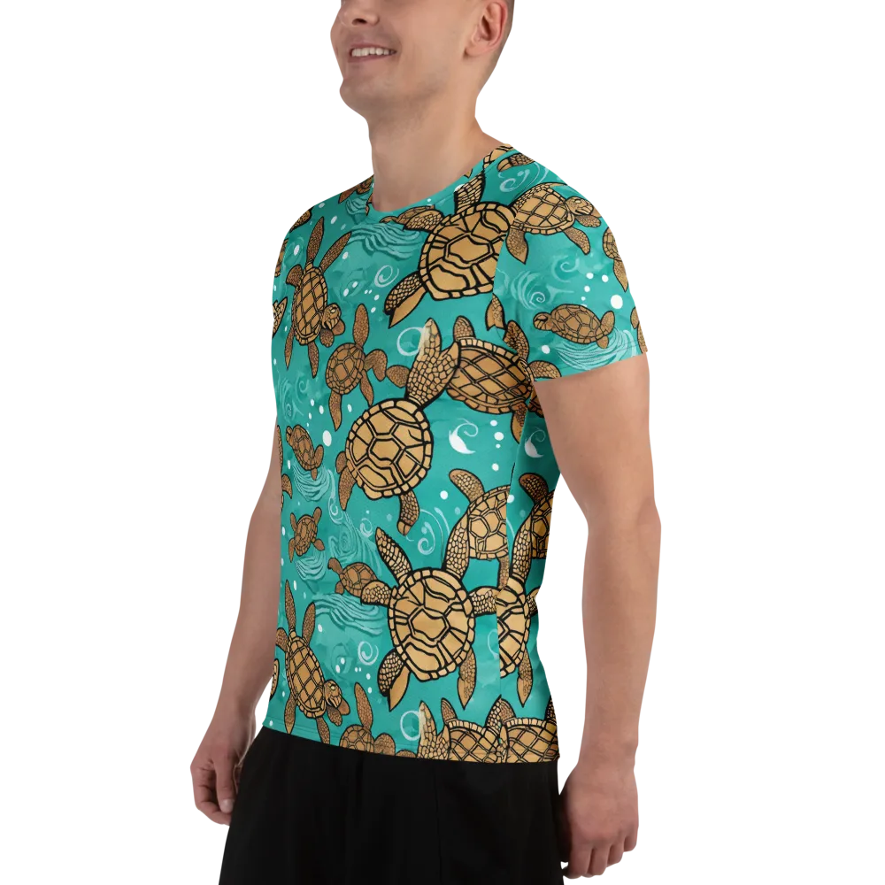 Turtle Tide on Men's Athletic T-Shirt — Left