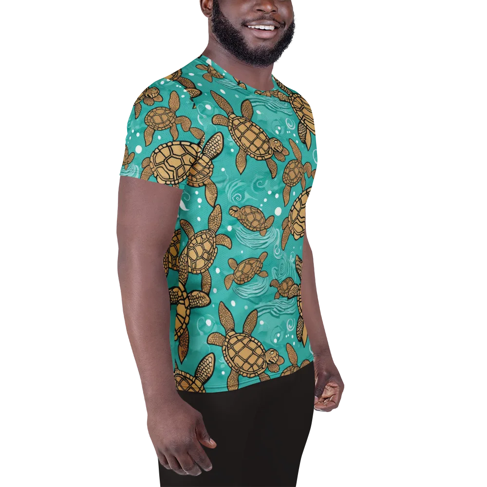 Turtle Tide on Men's Athletic T-Shirt — Right