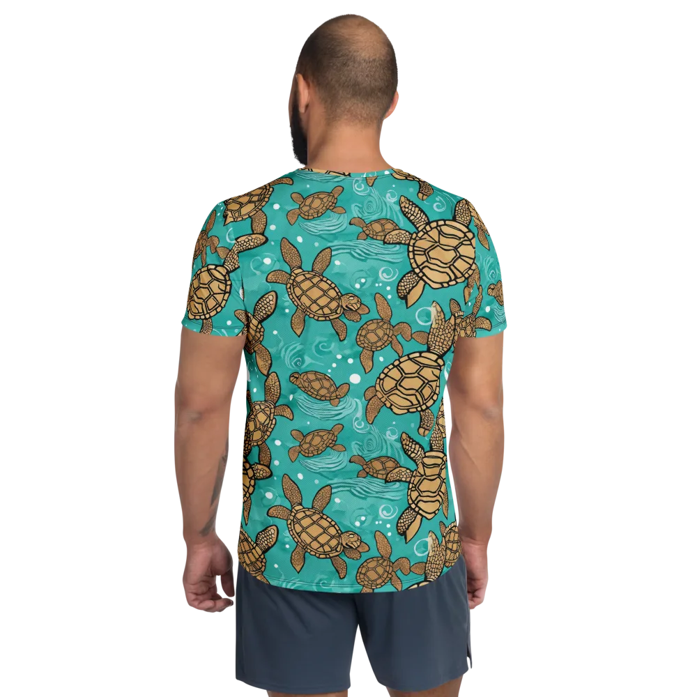 Turtle Tide on Men's Athletic T-Shirt — Back