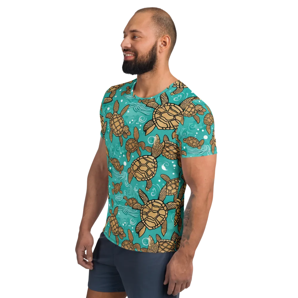 Turtle Tide on Men's Athletic T-Shirt — Left