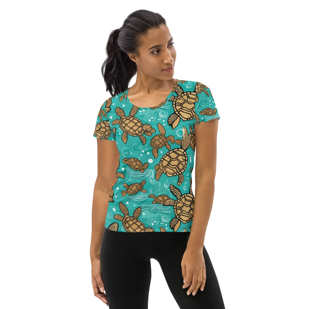 Turtle Tide on Women's Athletic T-Shirt — Front