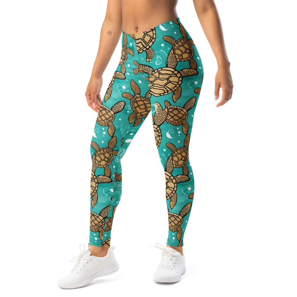 Turtle Tide on Leggings — Left Front