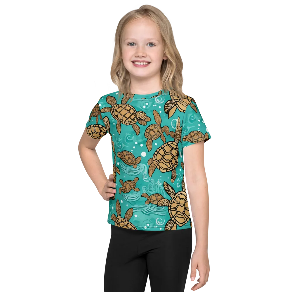 Turtle Tide on Kids Crew Neck T-Shirt — Front