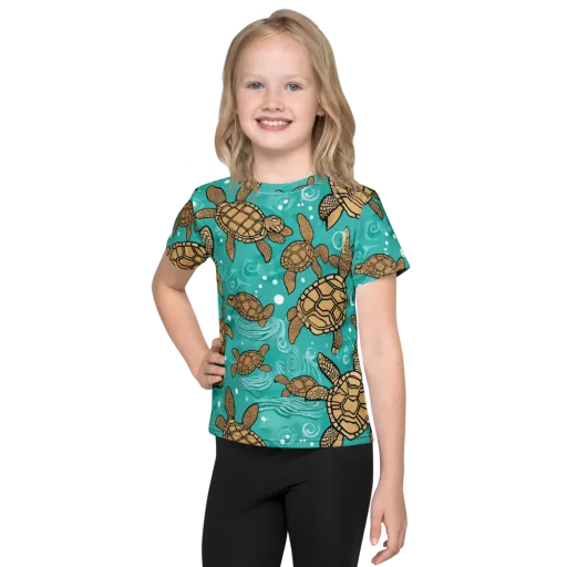 Turtle Tide on a Kids Crew Neck T-Shirt