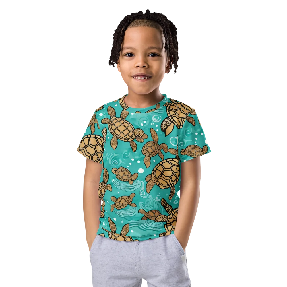 Turtle Tide on Kids Crew Neck T-Shirt — Front