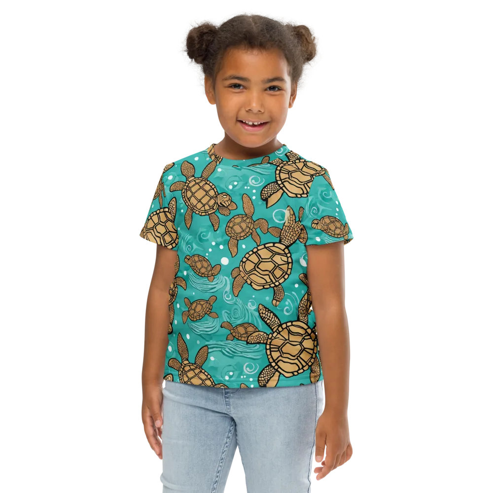Turtle Tide on Kids Crew Neck T-Shirt — Front
