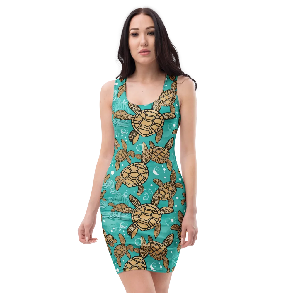 Turtle Tide on Bodycon Dress — Front