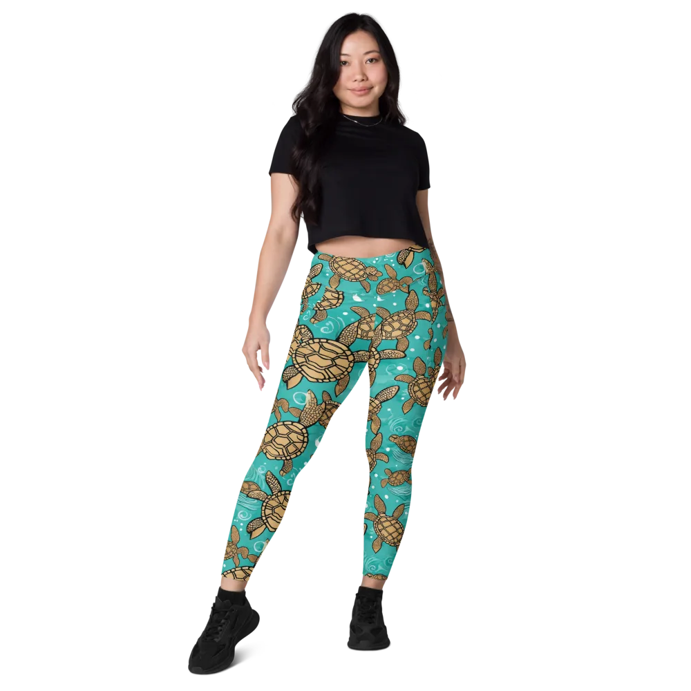 Turtle Tide on Leggings with Pockets — Front