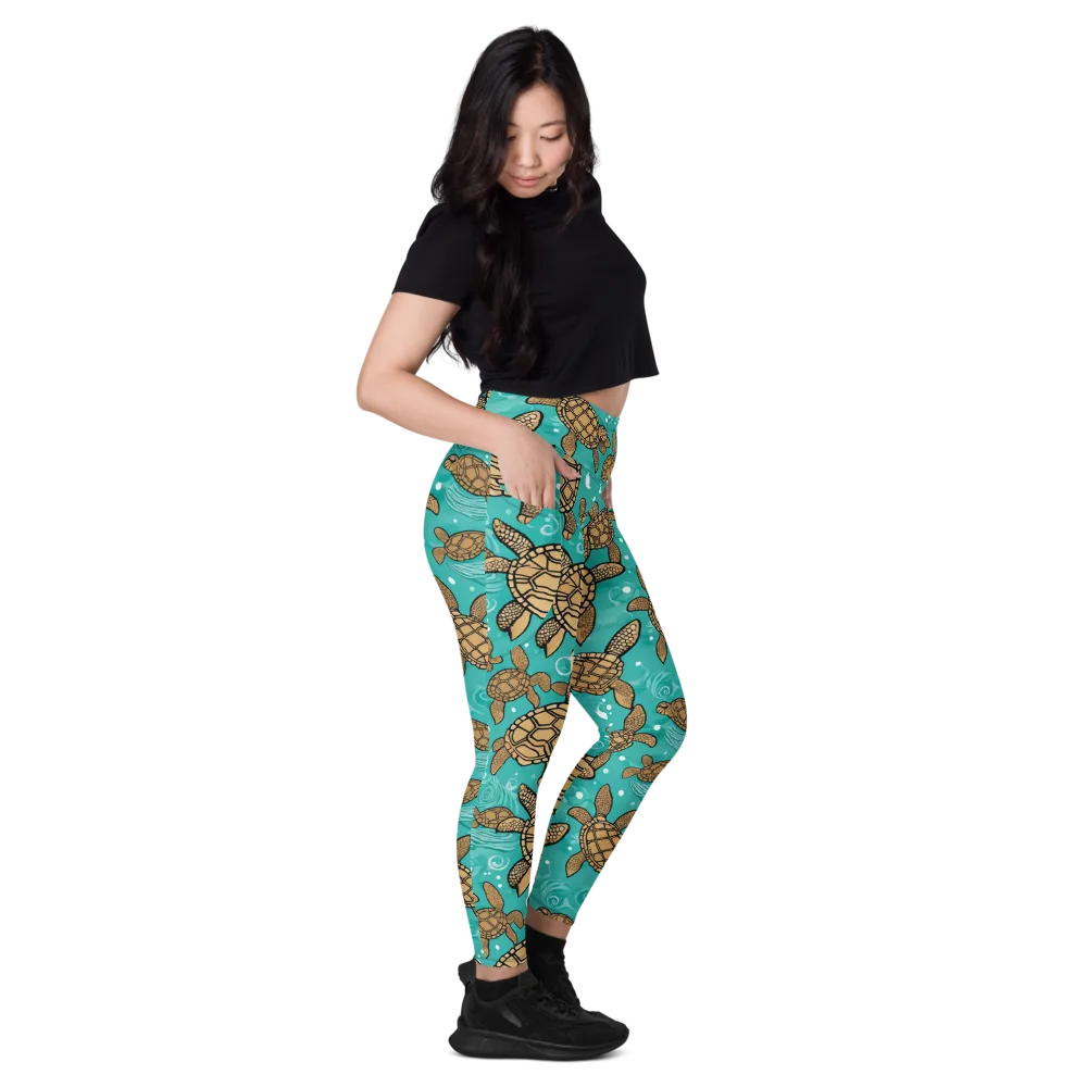 Turtle Tide on Leggings with Pockets — Right