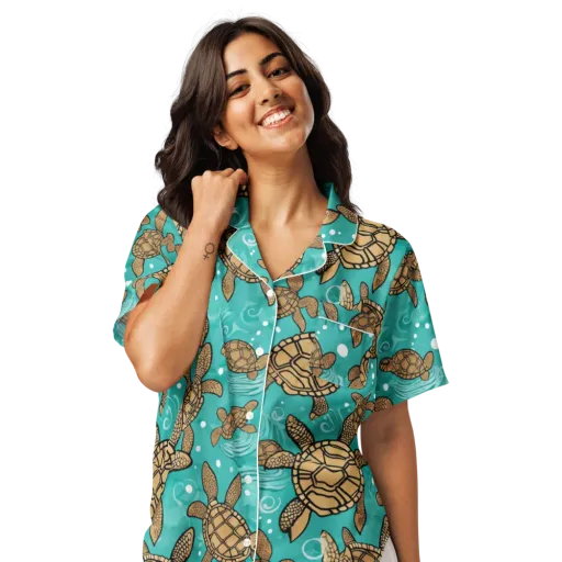 Turtle Tide on a Women's Short Sleeve Pajama Top