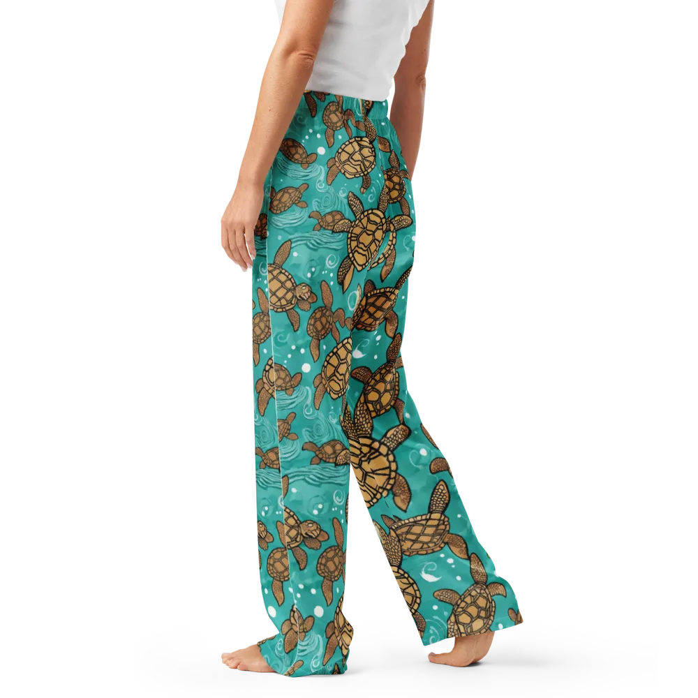 Turtle Tide on Women's Pajama Pants — Left