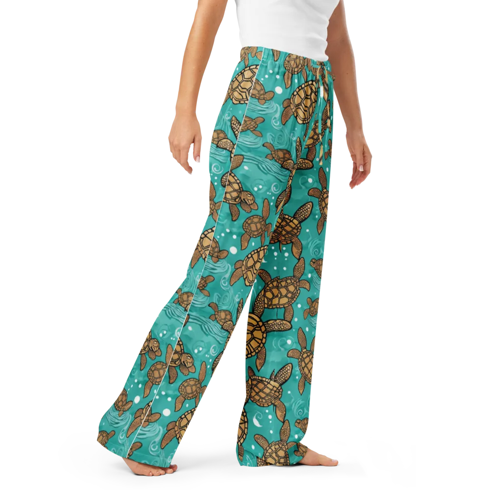 Turtle Tide on Women's Pajama Pants — Right Front