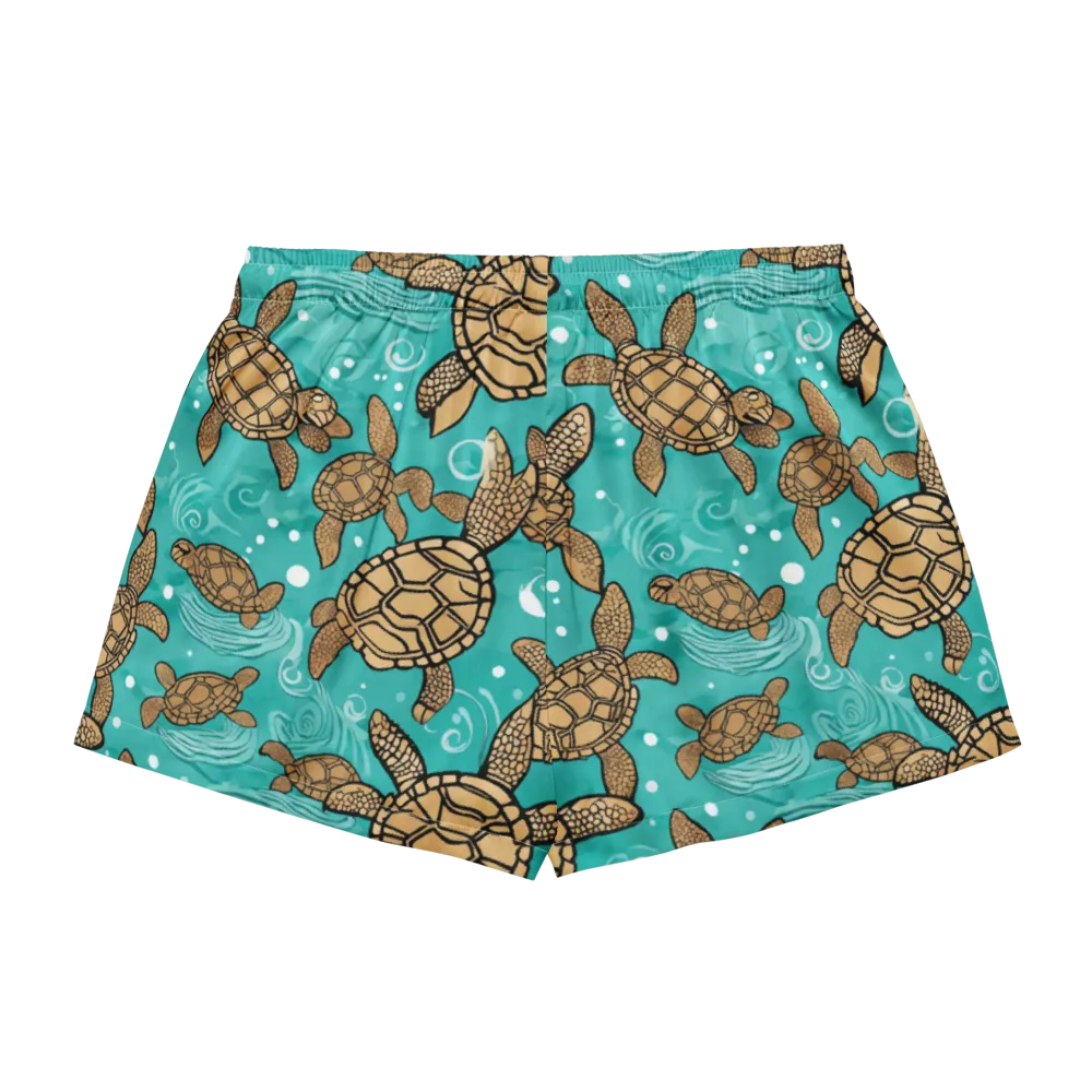 Turtle Tide on Women's Pajama Shorts — Back
