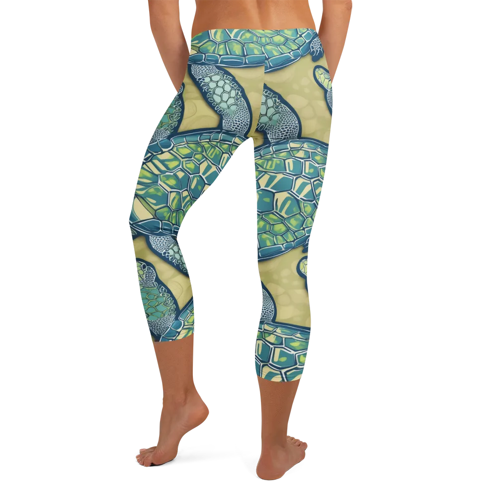 Sea Glass Tortoises on Capri Leggings — Back