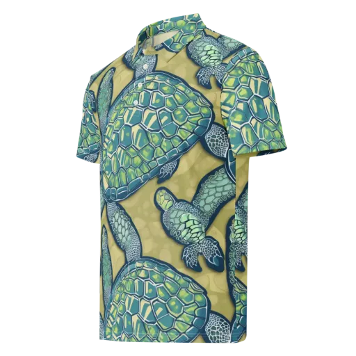 Sea Glass Tortoises on a Men's Slim Fit Polo Shirt