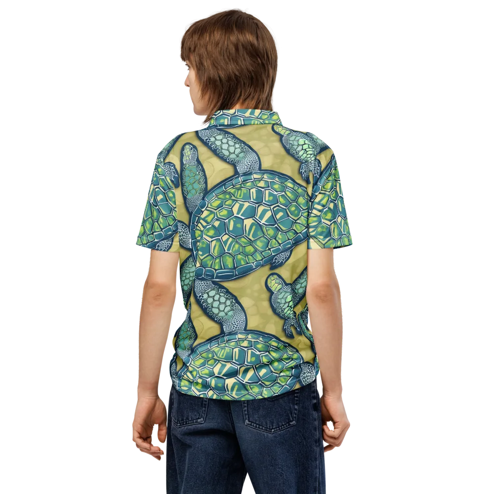 Sea Glass Tortoises on Men's Slim Fit Polo Shirt — Back