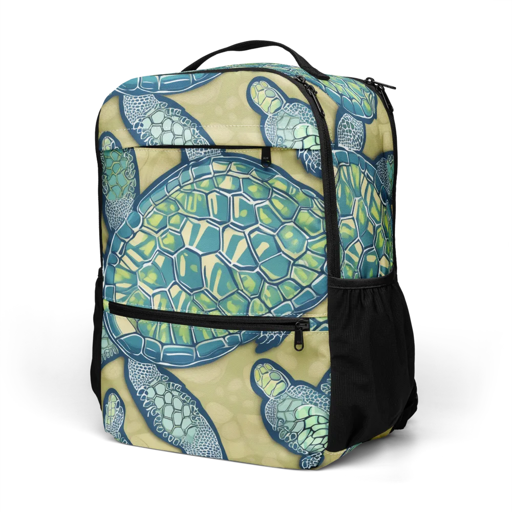 Sea Glass Tortoises on Utility Backpack — Left Front