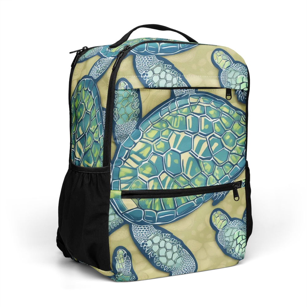 Sea Glass Tortoises on Utility Backpack — Right Front