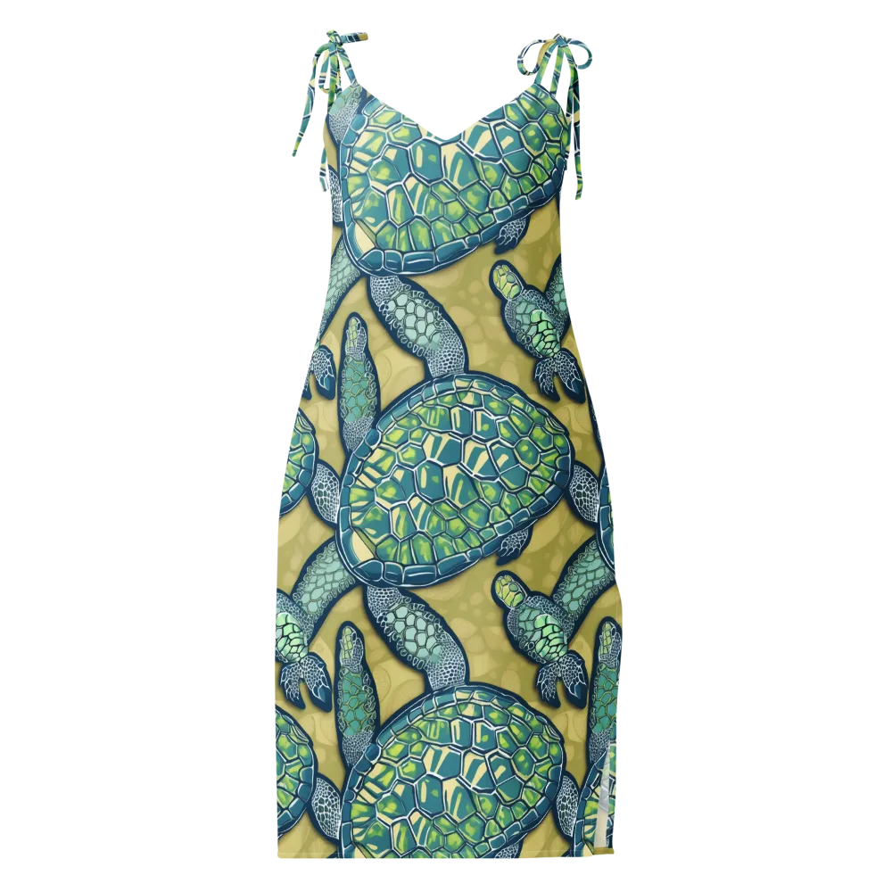 Sea Glass Tortoises on Slip Dress — Front