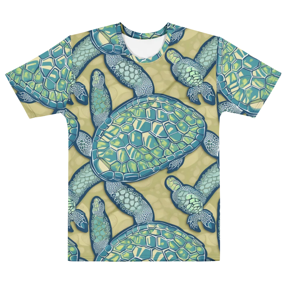 Sea Glass Tortoises on Men's Cotton Crew Neck T-Shirt — Front