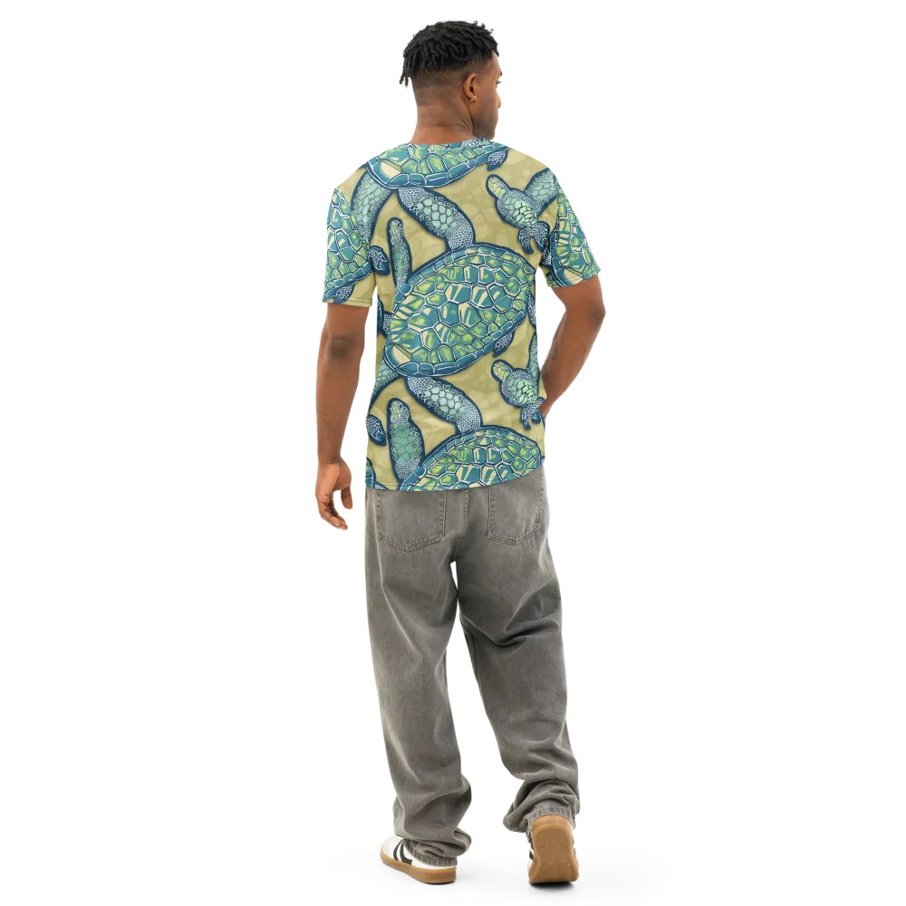 Sea Glass Tortoises on Men's Cotton Crew Neck T-Shirt — Back