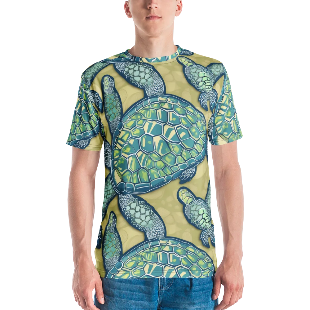 Sea Glass Tortoises on Men's Crew Neck T-Shirt — Front