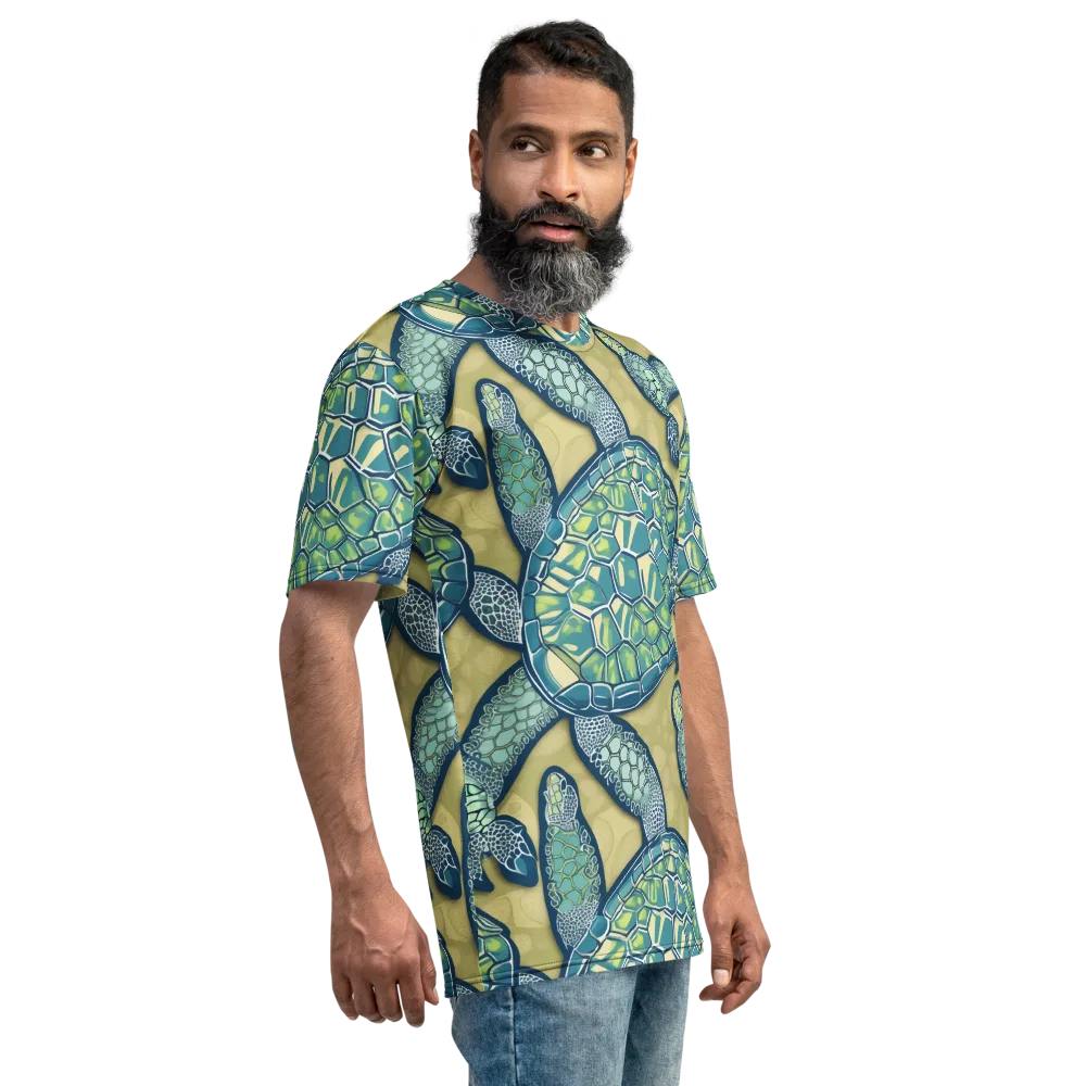 Sea Glass Tortoises on Men's Crew Neck T-Shirt — Right