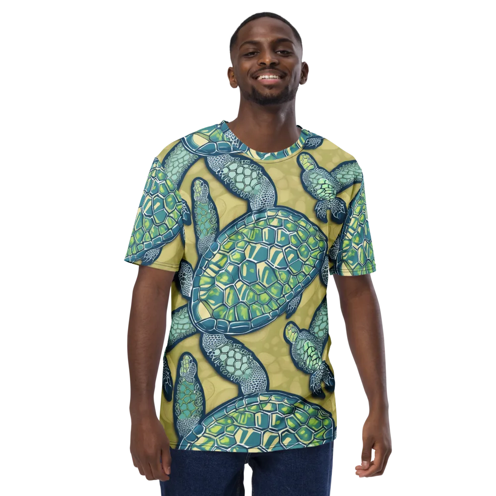 Sea Glass Tortoises on Men's Crew Neck T-Shirt — Front