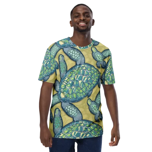 Sea Glass Tortoises on a Men's Crew Neck T-Shirt
