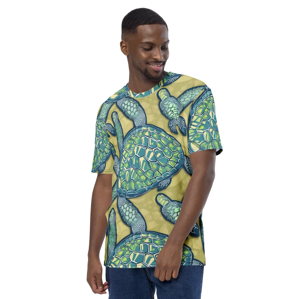 Sea Glass Tortoises on Men's Crew Neck T-Shirt — Left