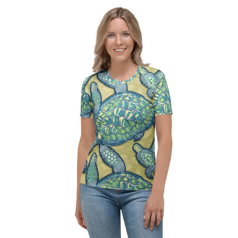 Sea Glass Tortoises on Women's Crew Neck T-Shirt — Front