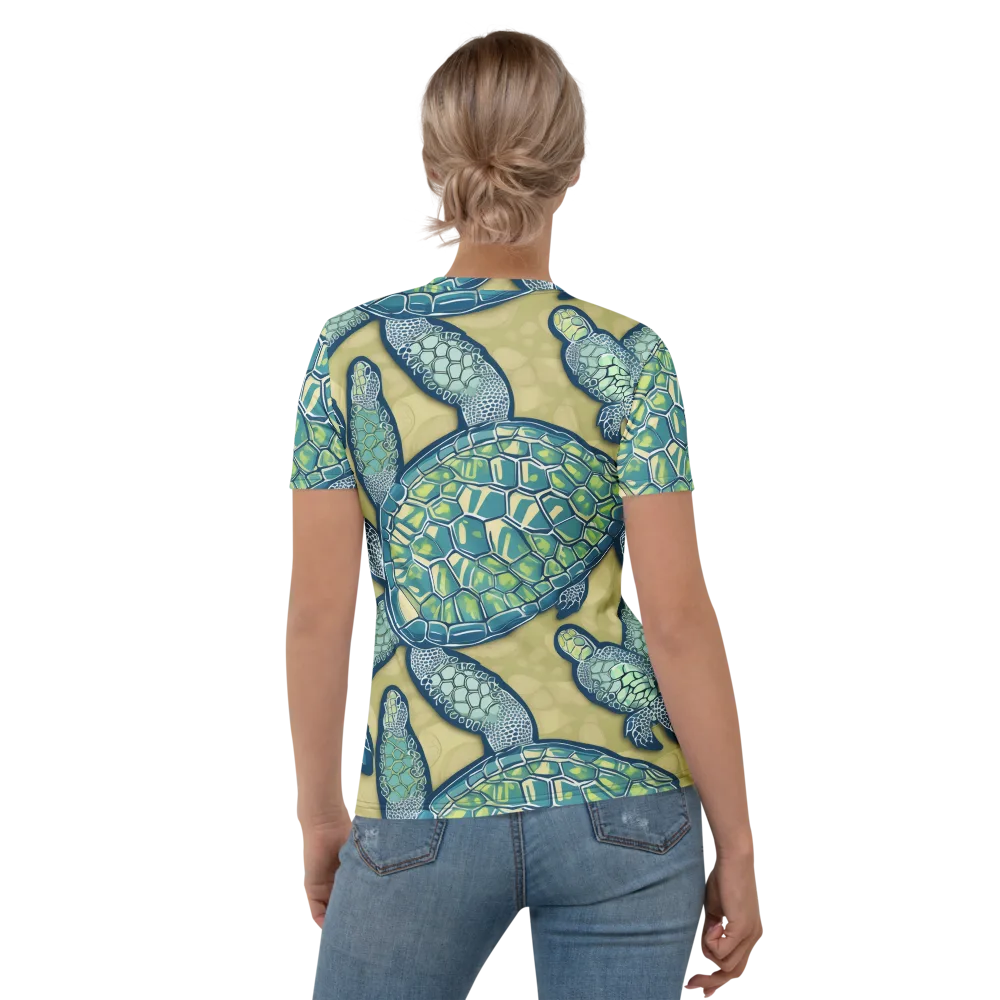 Sea Glass Tortoises on Women's Crew Neck T-Shirt — Back