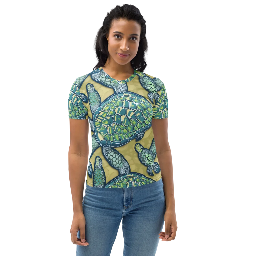 Sea Glass Tortoises on Women's Crew Neck T-Shirt — Front